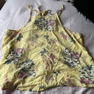 Yellow floral print tank top